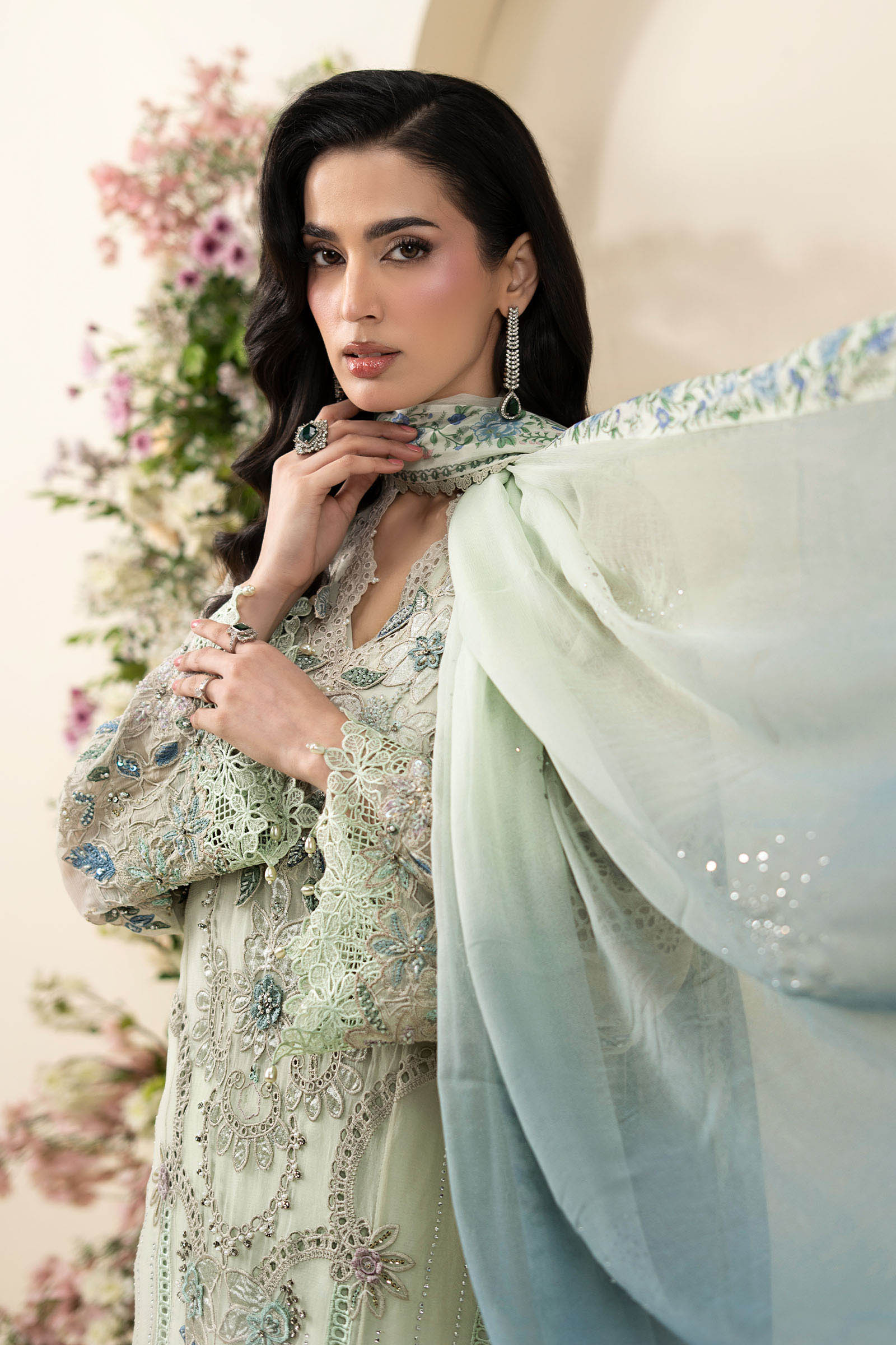 MARIA.B CHIFFON UNSTITCHED EMB D-5 SUIT