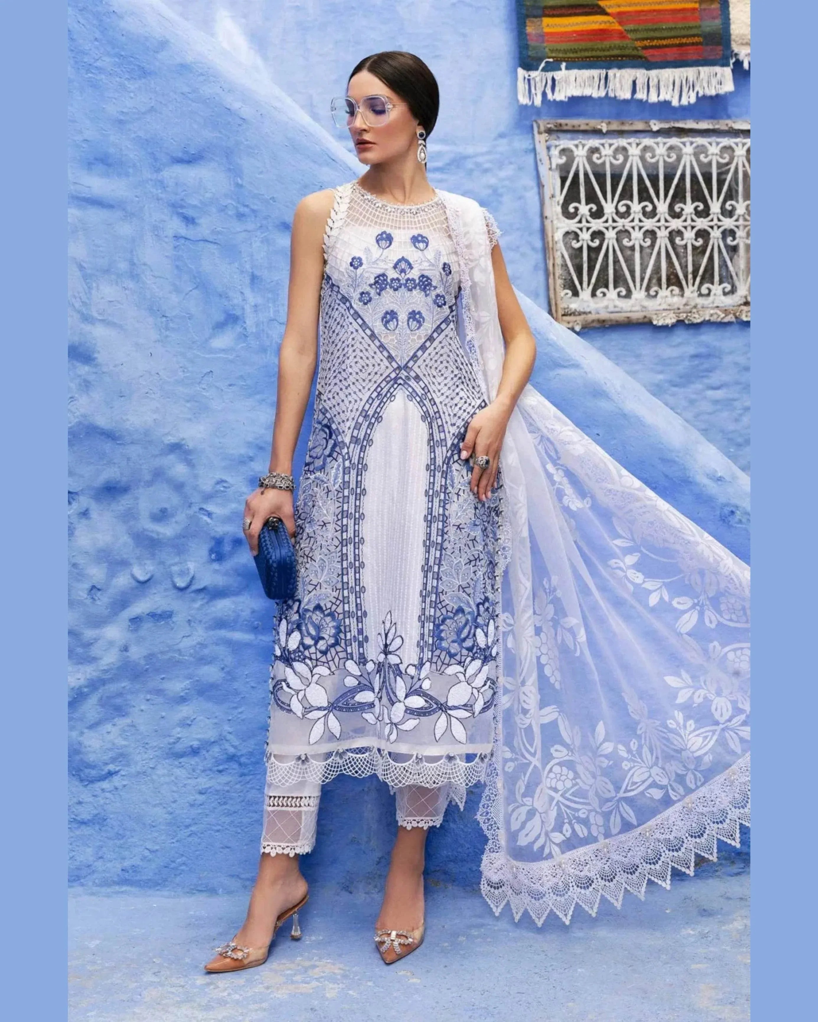 MARIA.B LAWN UNSTITCHED EMB 3PC 25’ (10-A) - City Cloth House