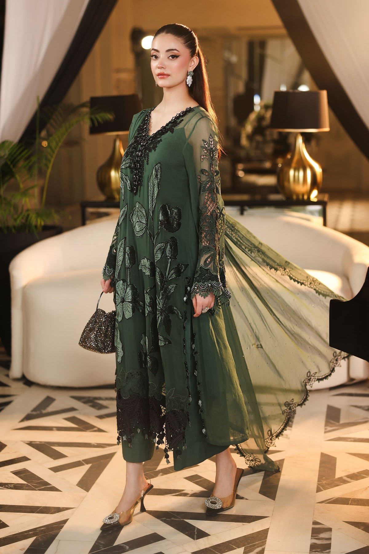MARIA.B CHIFFON UNSTITCHED EMB D-7 SUIT