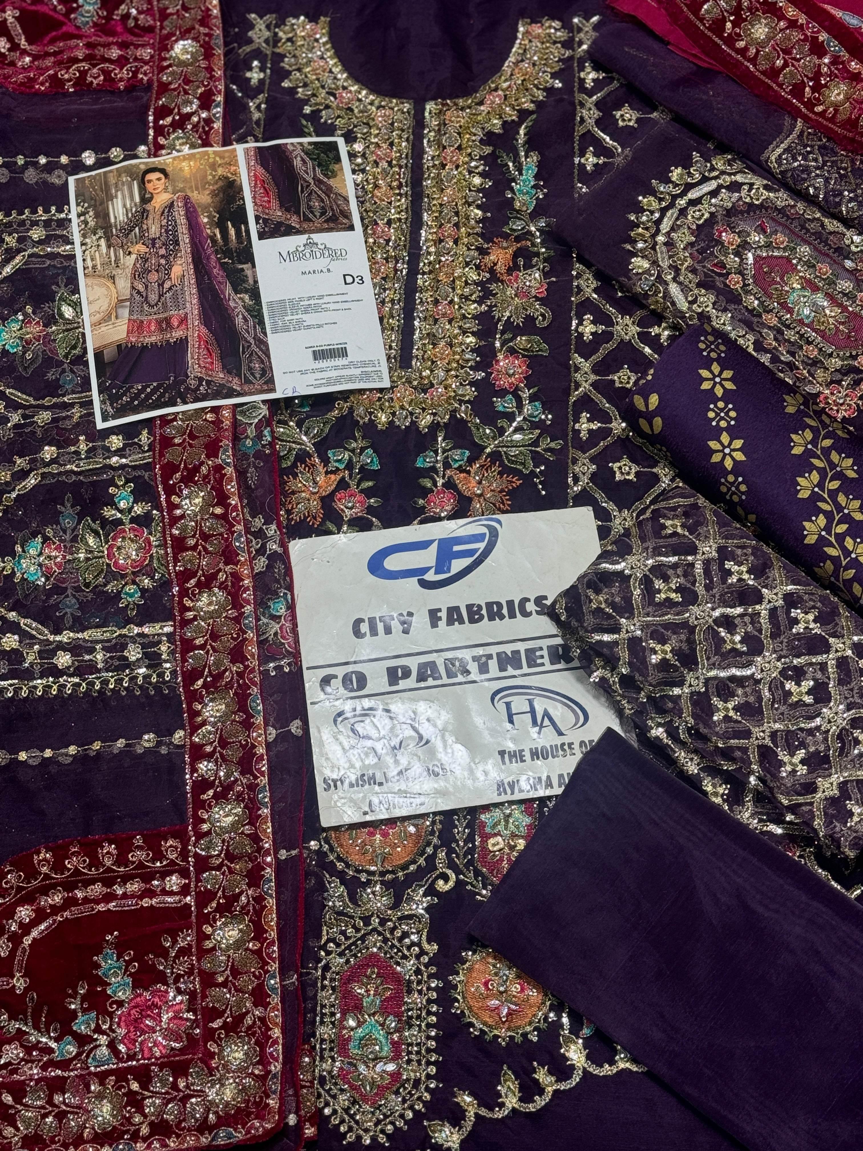 MARIA.B ORGANZA UNSTITCHED EMB MAXI - City Cloth House