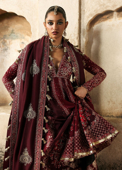 HUSSAIN REHAR RAW SILK UNSTITCHED EMB SUIT GULNAR