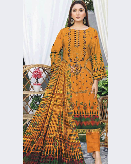 MIRAAL LAWN UNSTITCHED EMB 3PC - City Cloth House