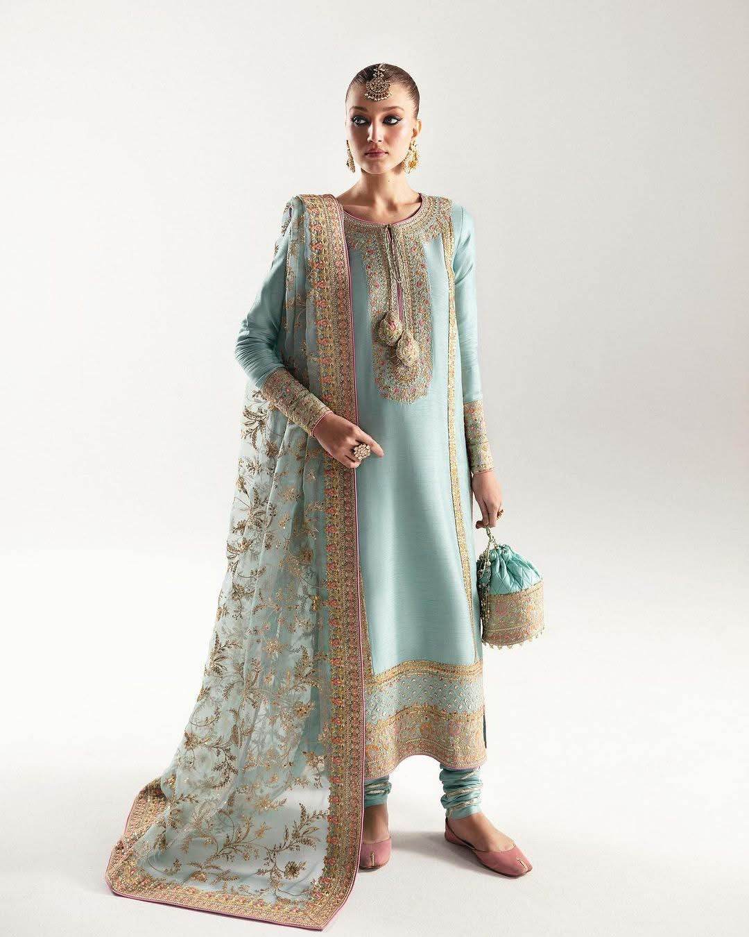 KANWAL MALIK RAW SILK UNSTITCHED EMB SUIT - City Cloth House