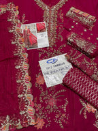 MARIA.B CHIFFON UNSTITCHED EMB SUIT - City Cloth House