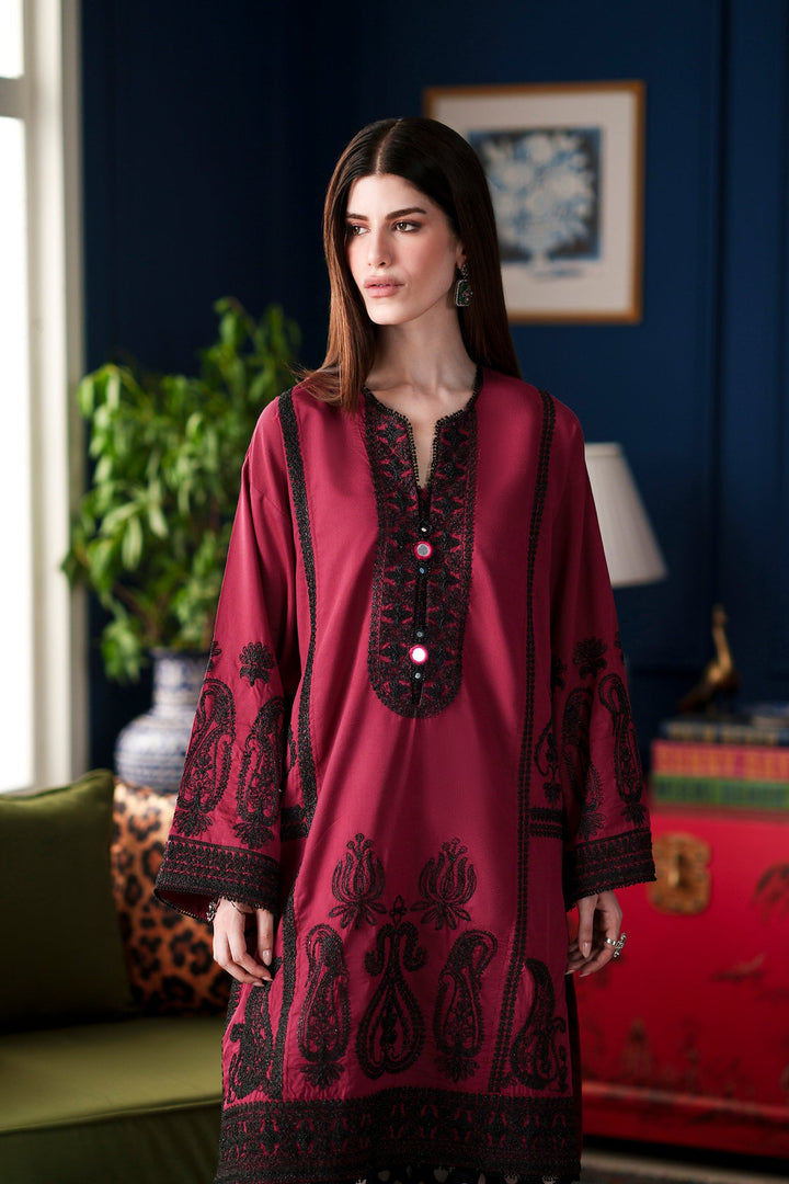 Zuri | Emb Unstitched Shamoz silk 2pc