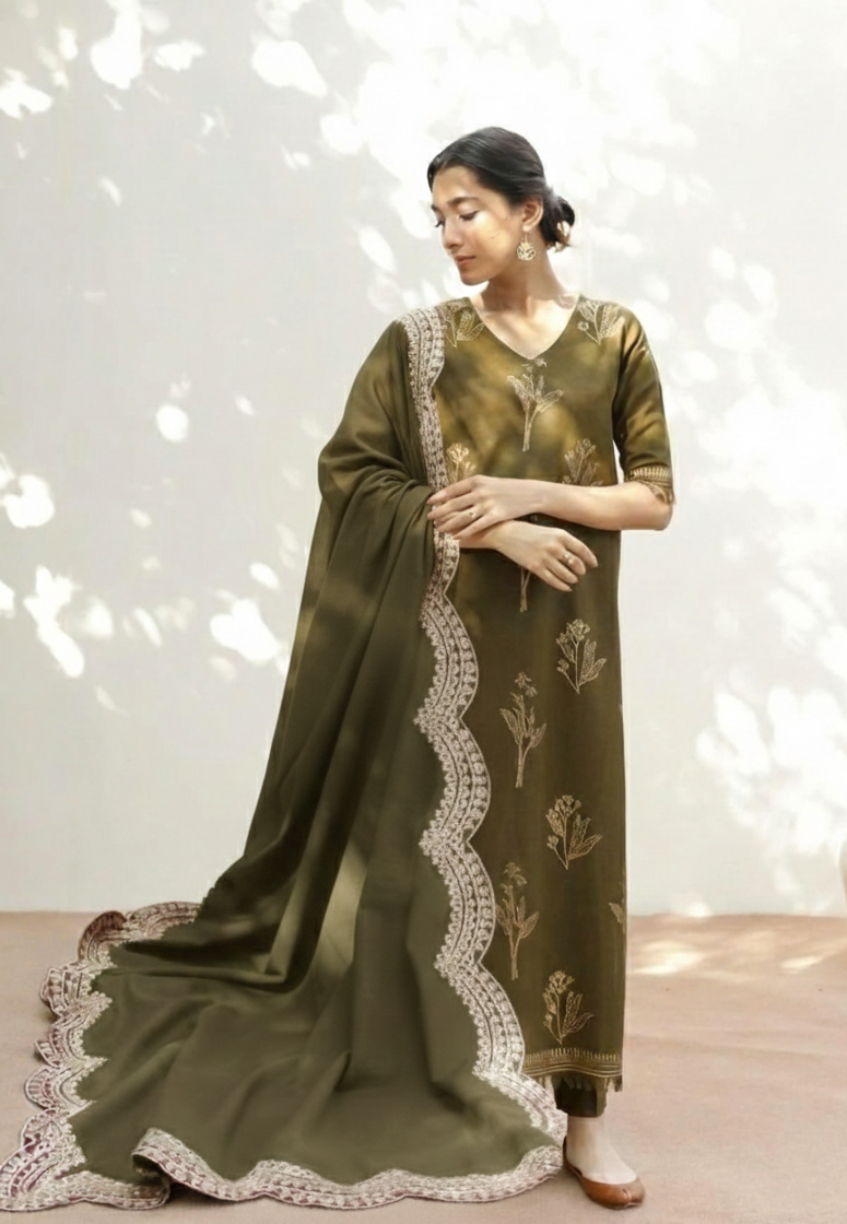 Zaytuna | Emb Unstitched Dhanak 3pc
