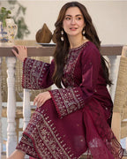 QALAMKAR LAWN UNSTITCHED EMB 3PC - City Cloth House