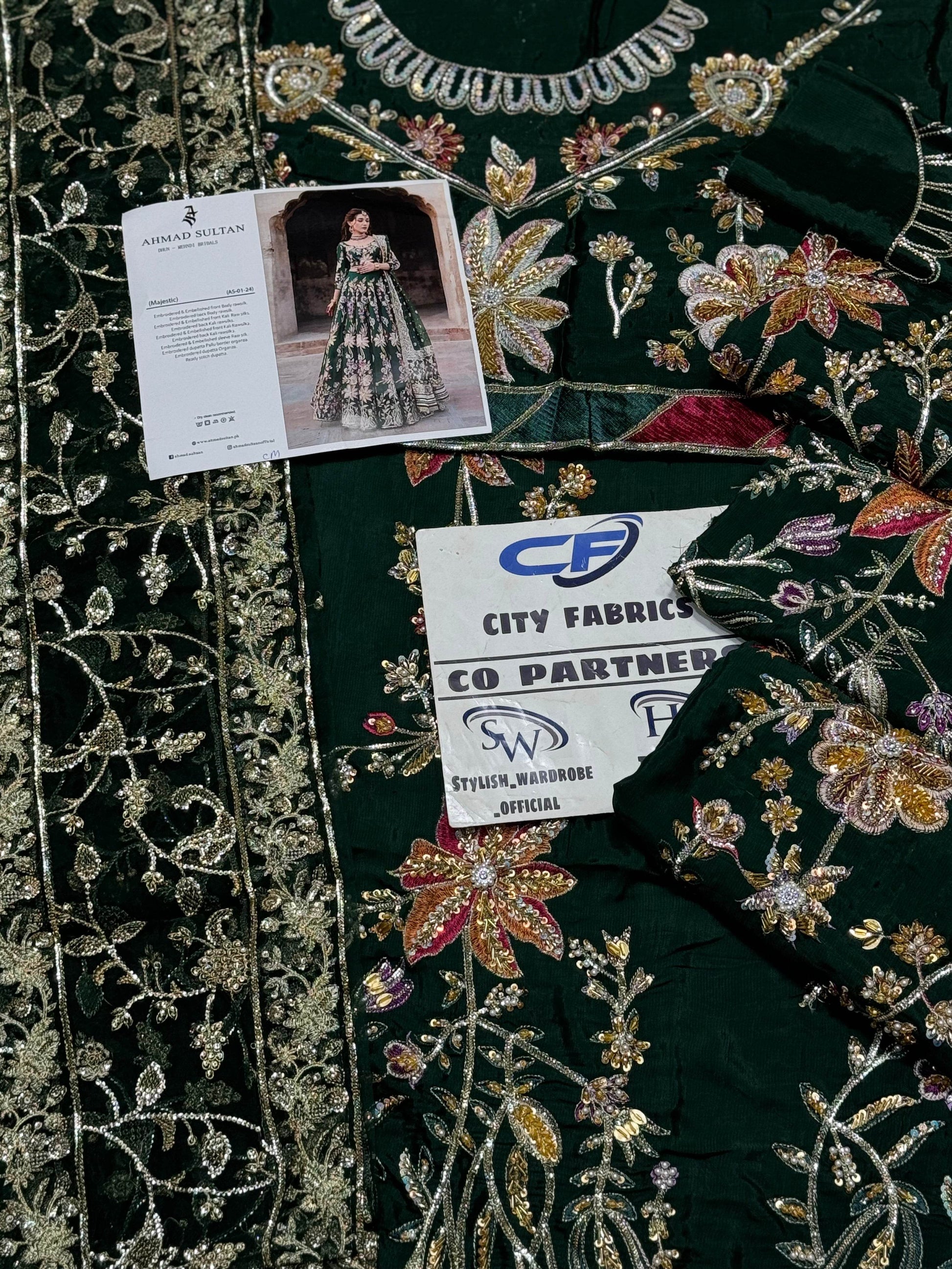 AHMED SULTAN RAW SILK UNSTITCHED EMB MAXI - City Cloth House