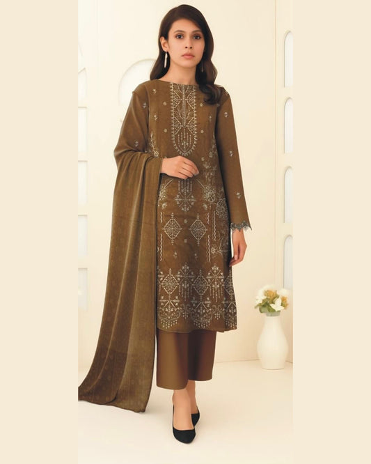 MIRAAL VOL#1 DHANAK UNSTITCHED EMB 3PC