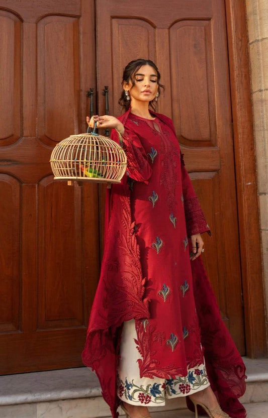CRIMSON LAWN UNSTITCHED EMB 3PC - City Cloth House