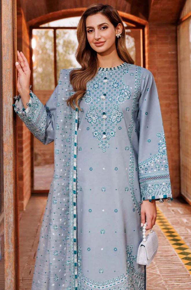 FARASHA LAWN LUXURY UNSTICH EMB 3PC - City Cloth House