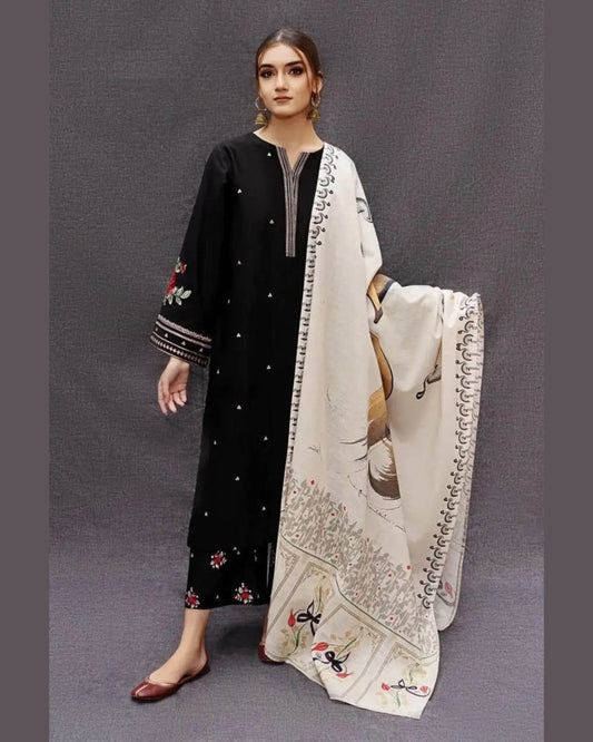 URGE LAWN LUXURY UNSTICH EMB 3PC - City Cloth House