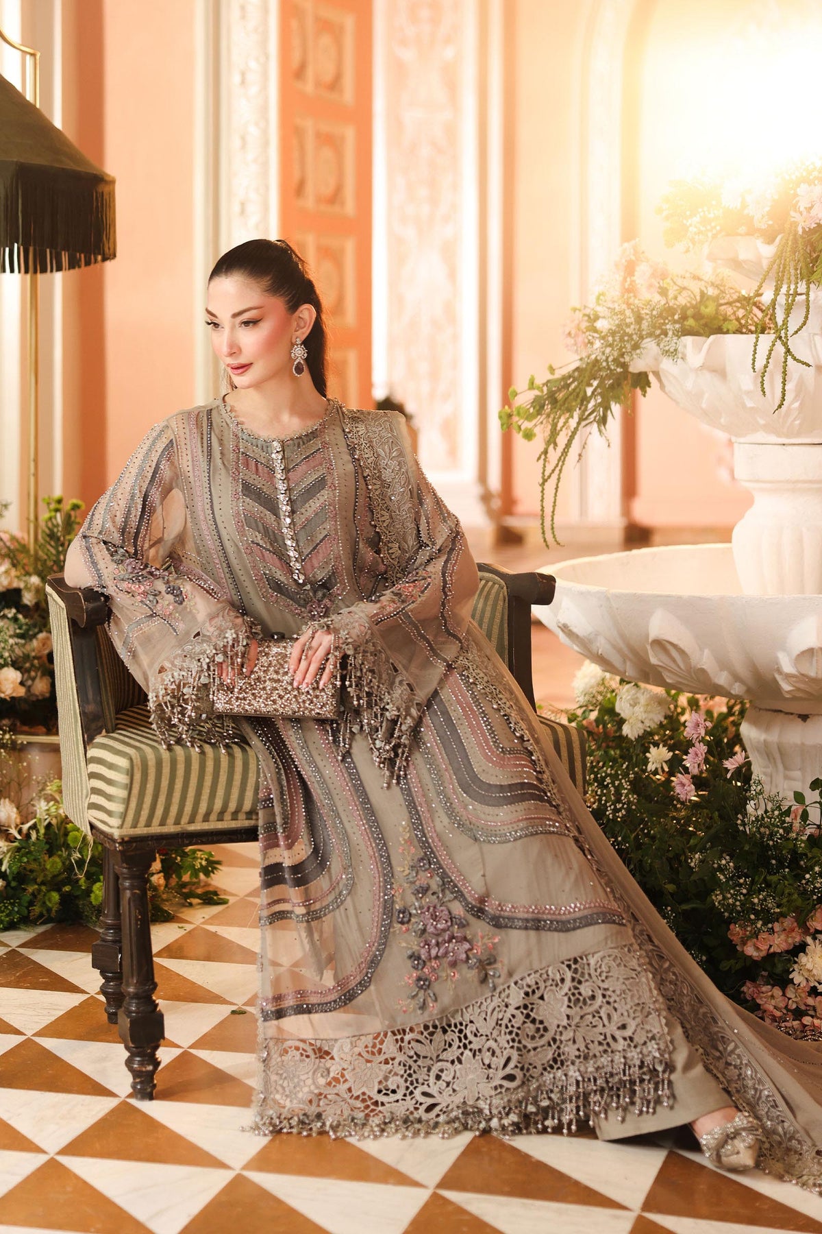 MARIA.B CHIFFON UNSTITCHED EMB D-1 SUIT