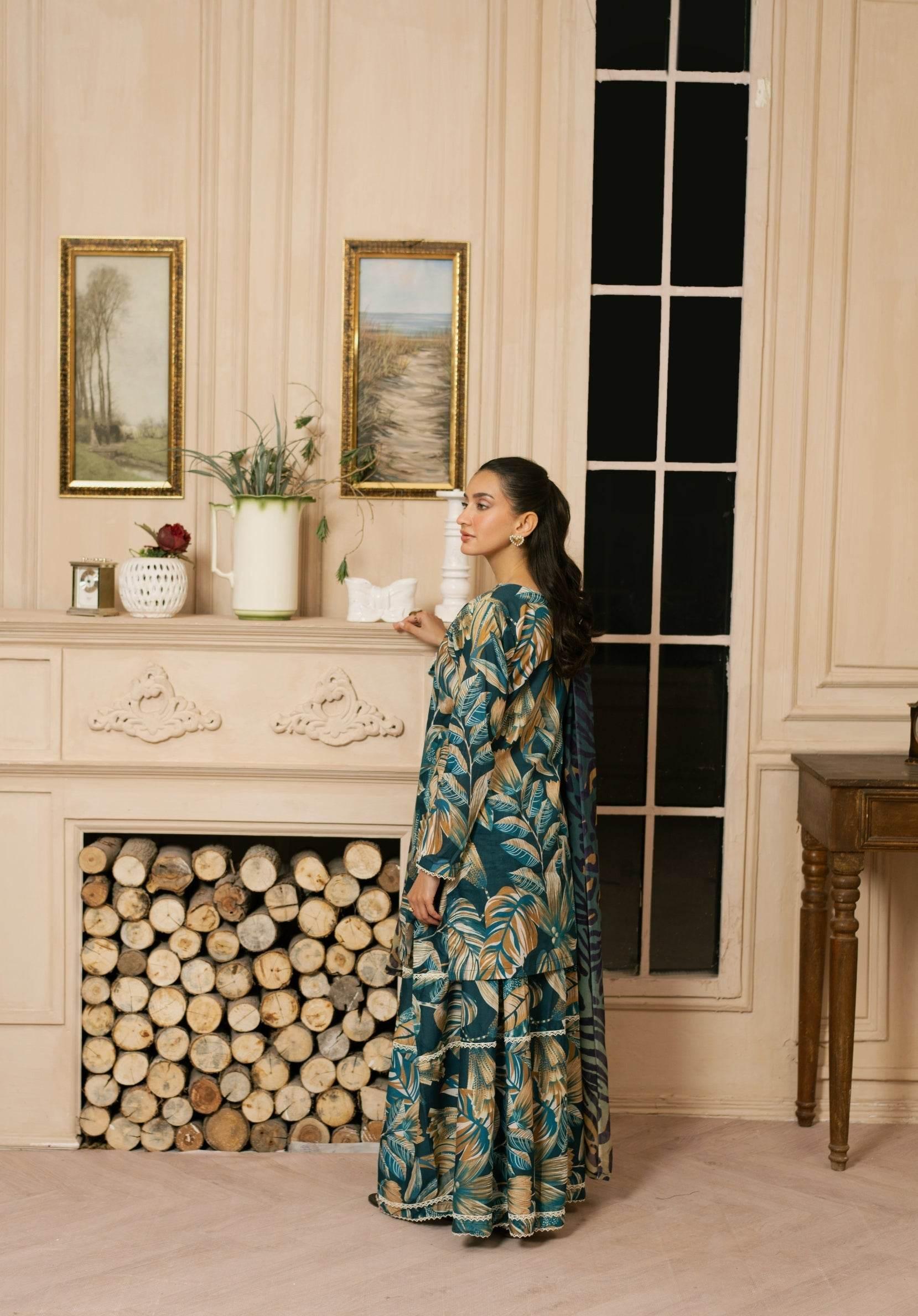 BAROQUE LAWN PRINTED UNSTICH 3PC - City Cloth House