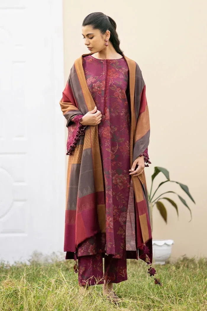 BAROQUE DHANAK PRINTED UNSTICHED 3PC - City Cloth House