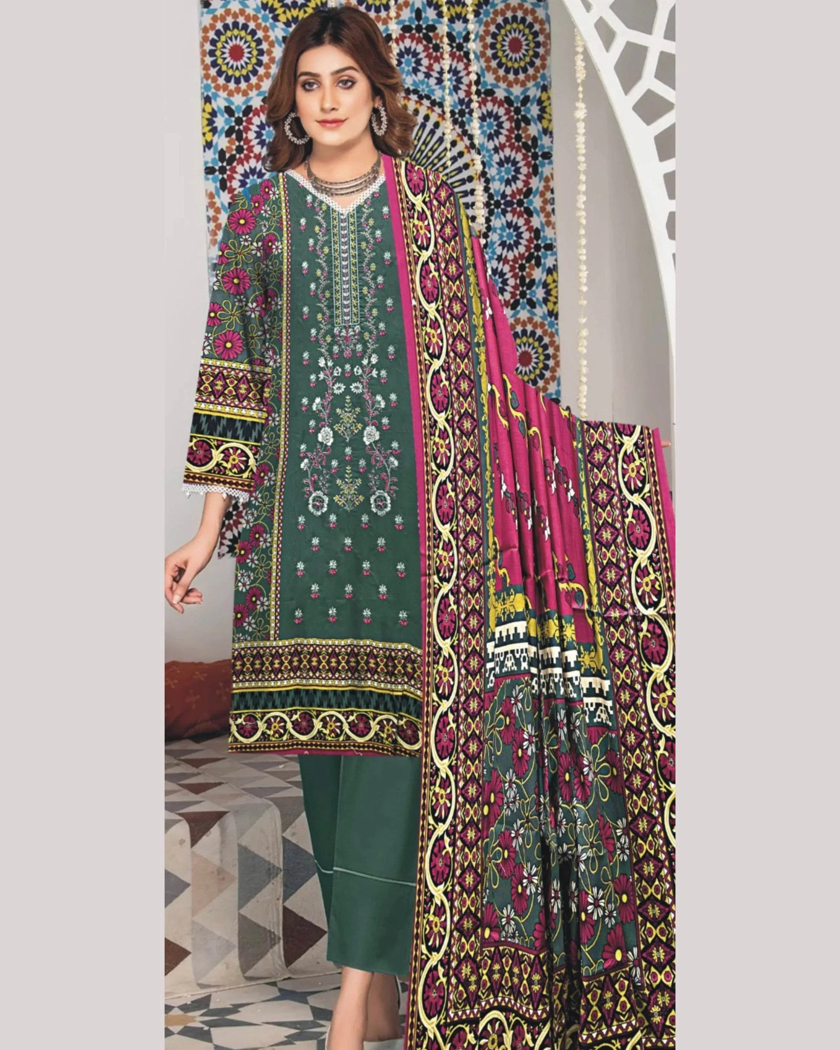 MIRAAL LAWN UNSTITCHED EMB 3PC - City Cloth House