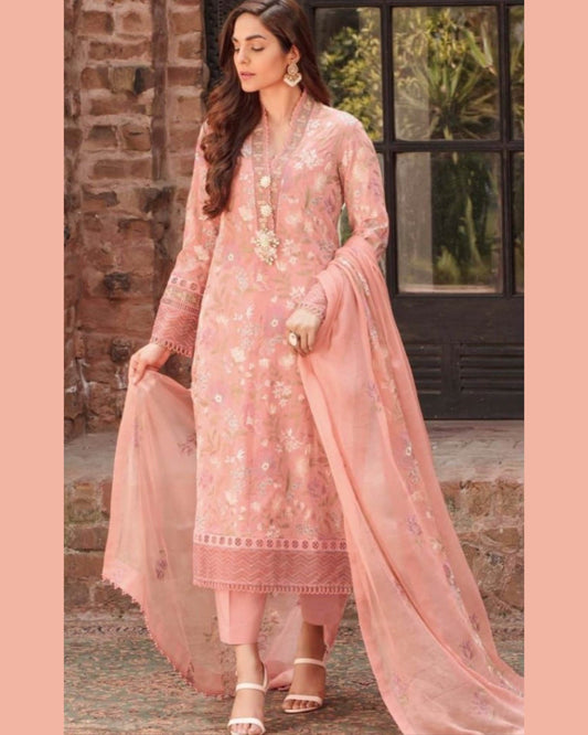 BAREEZE LAWN LUXURY UNSTICH EMB 3PC - City Cloth House