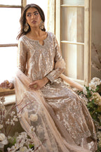 ANNUS ABRAR SILK UNSTITCHED EMB ANIAAZ SUIT