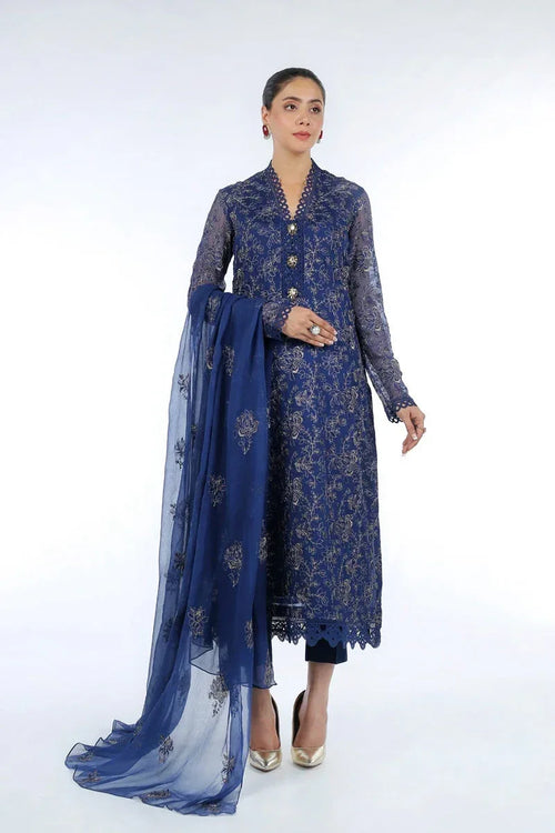 BAREEZA CHIFFON UNSTITCHED EMB SUIT - City Cloth House