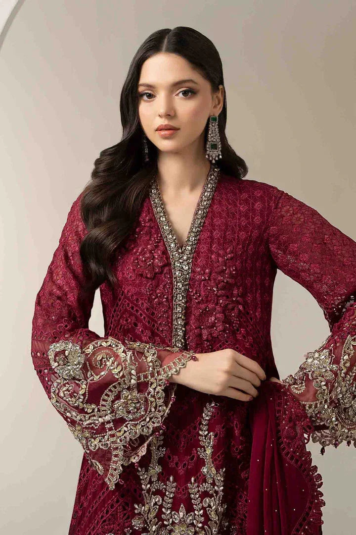 MARIA.B CHIFFON UNSTITCHED EMB SUIT 25-D3 - City Cloth House