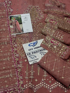 QALAMKAR ORGANZA UNSTITCHED EMB SUIT - City Cloth House