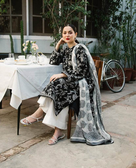 ZARA SHAHJAHAN LINEN UNSTITCHED EMB 3PC - City Cloth House