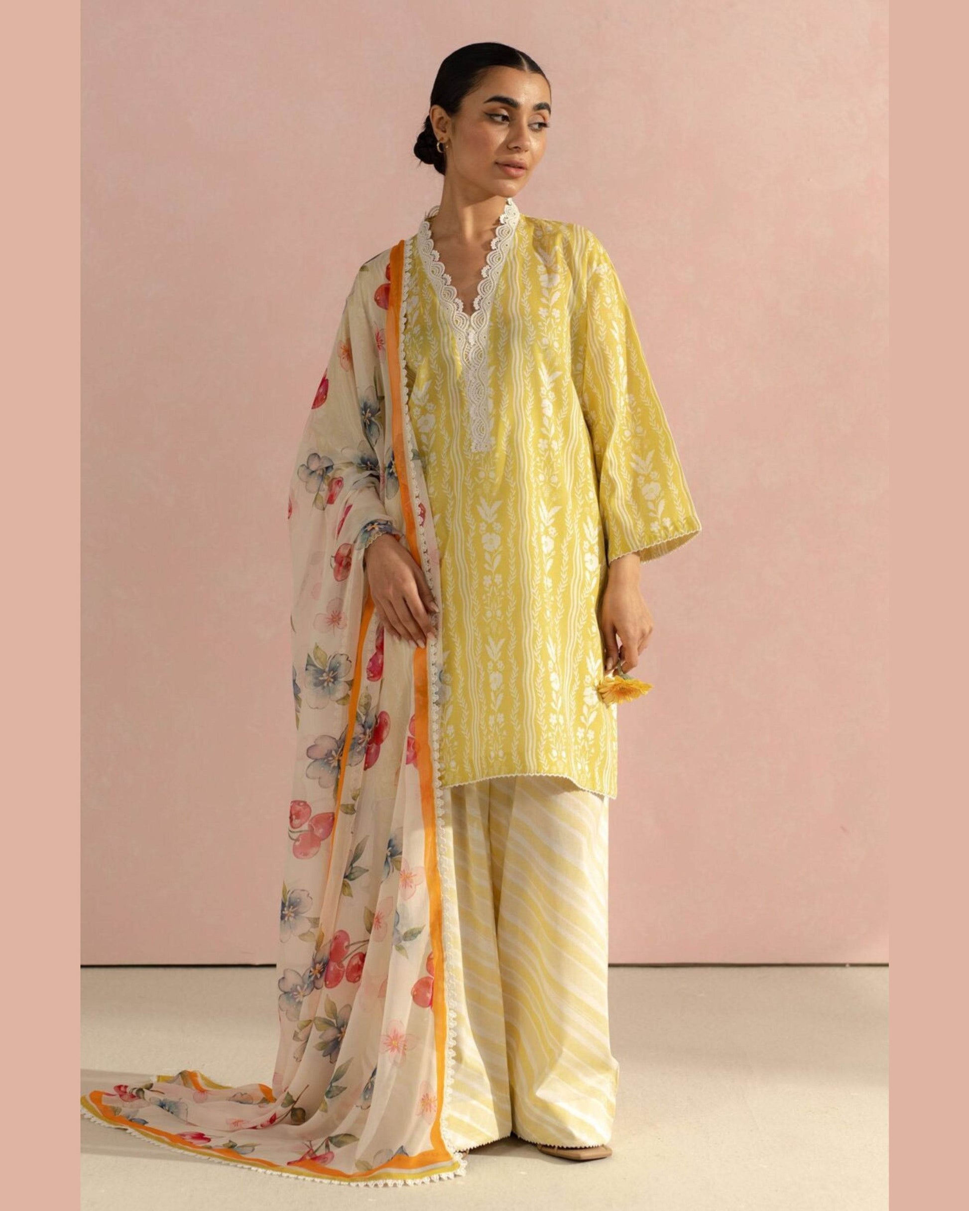 COCO LAWN PRINTED UNSTICH 3PC - City Cloth House