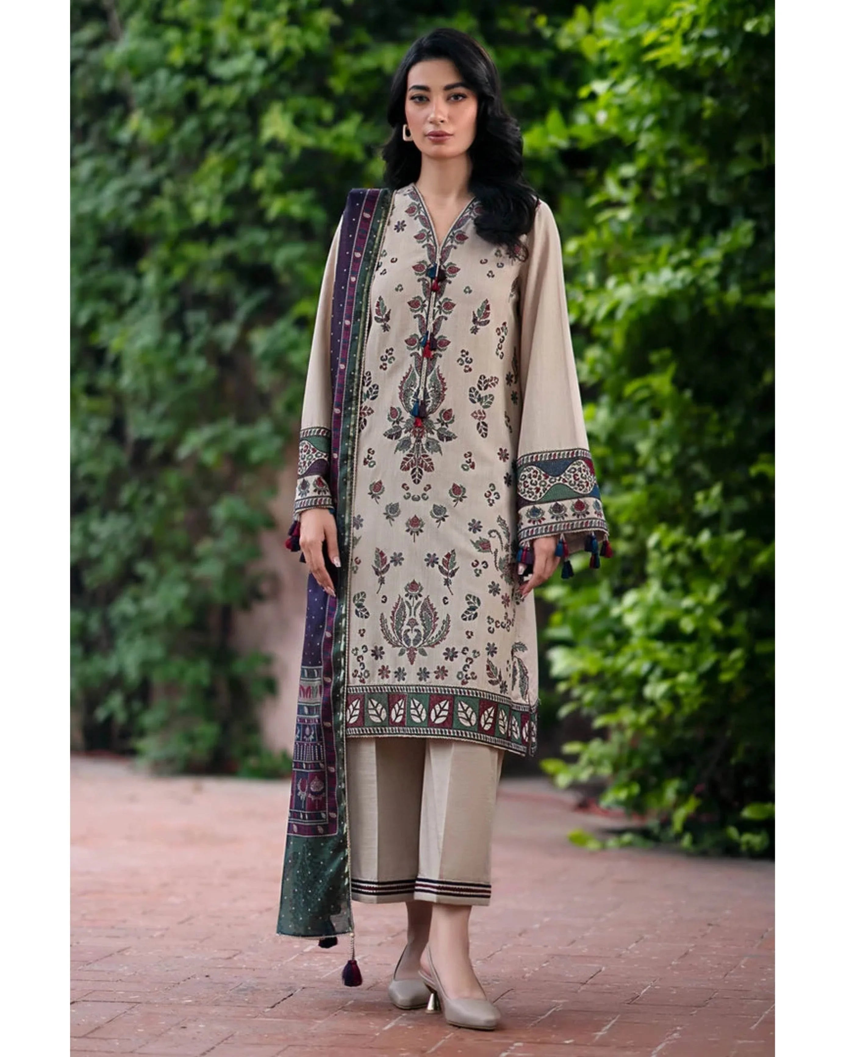 JAZMIN DHANAK UNSTITCHED EMB 3PC - City Cloth House