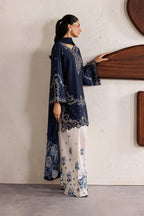 Indigo | Emb Unstitched Silk 3pc