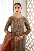 MARIA.B LAWN UNSTICH EMB 3PC RUST COFFEE (CST-603) - City Cloth House