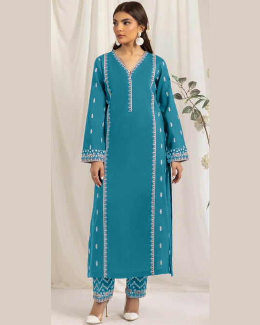 MOHAGNI LAWN LUXURY UNSTITCHED EMB 2PC - City Cloth House