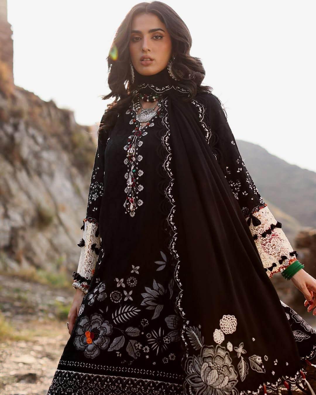 ElAN KARANDI UNSTITCHED EMB 3PC - City Cloth House