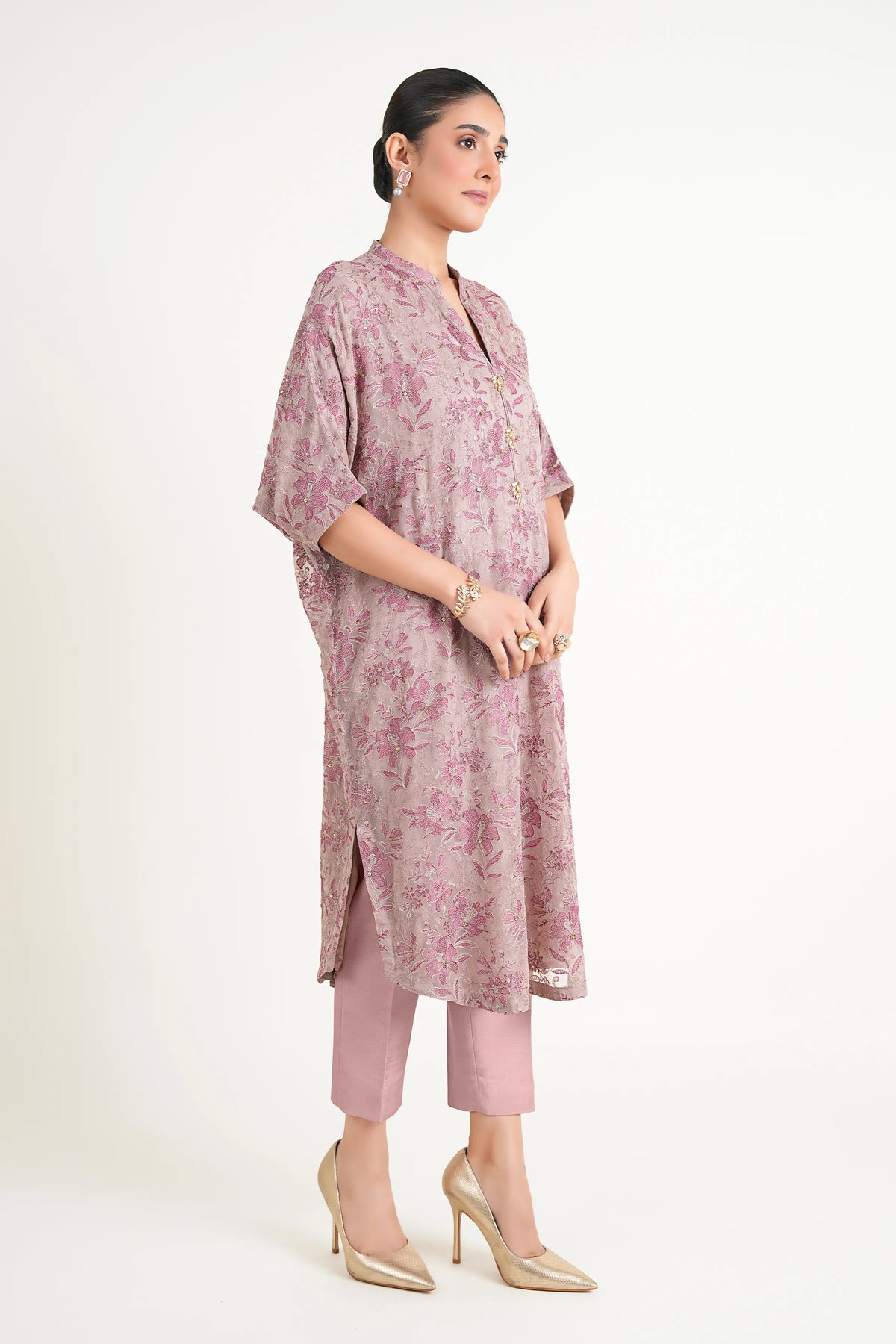 BAREEZE CHIFFON UNSTITCHED EMB NIGHTY QUEEN SUIT