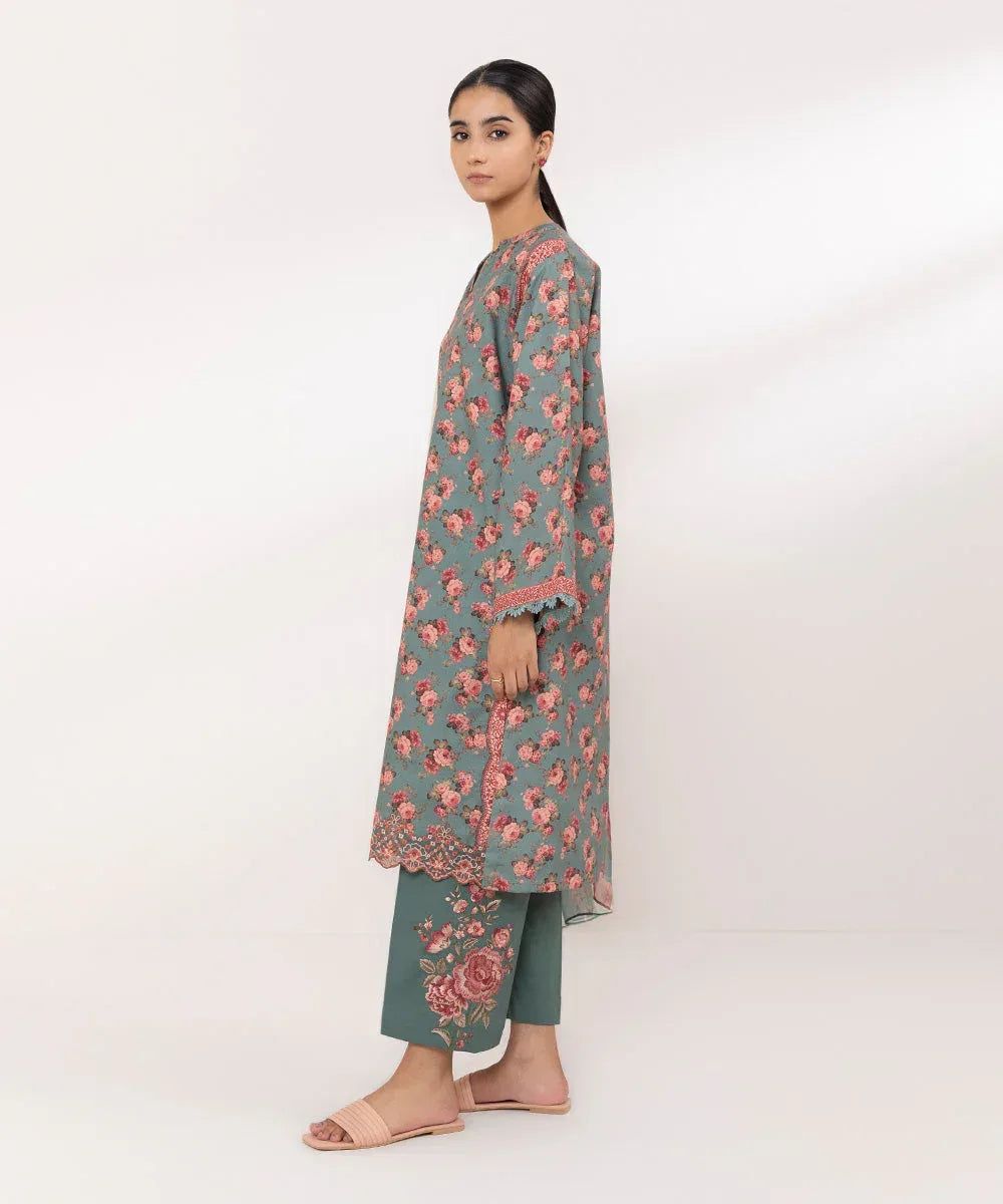 SAPPHIRE KARANDI PRINTED UNSTICHED 3PC - City Cloth House