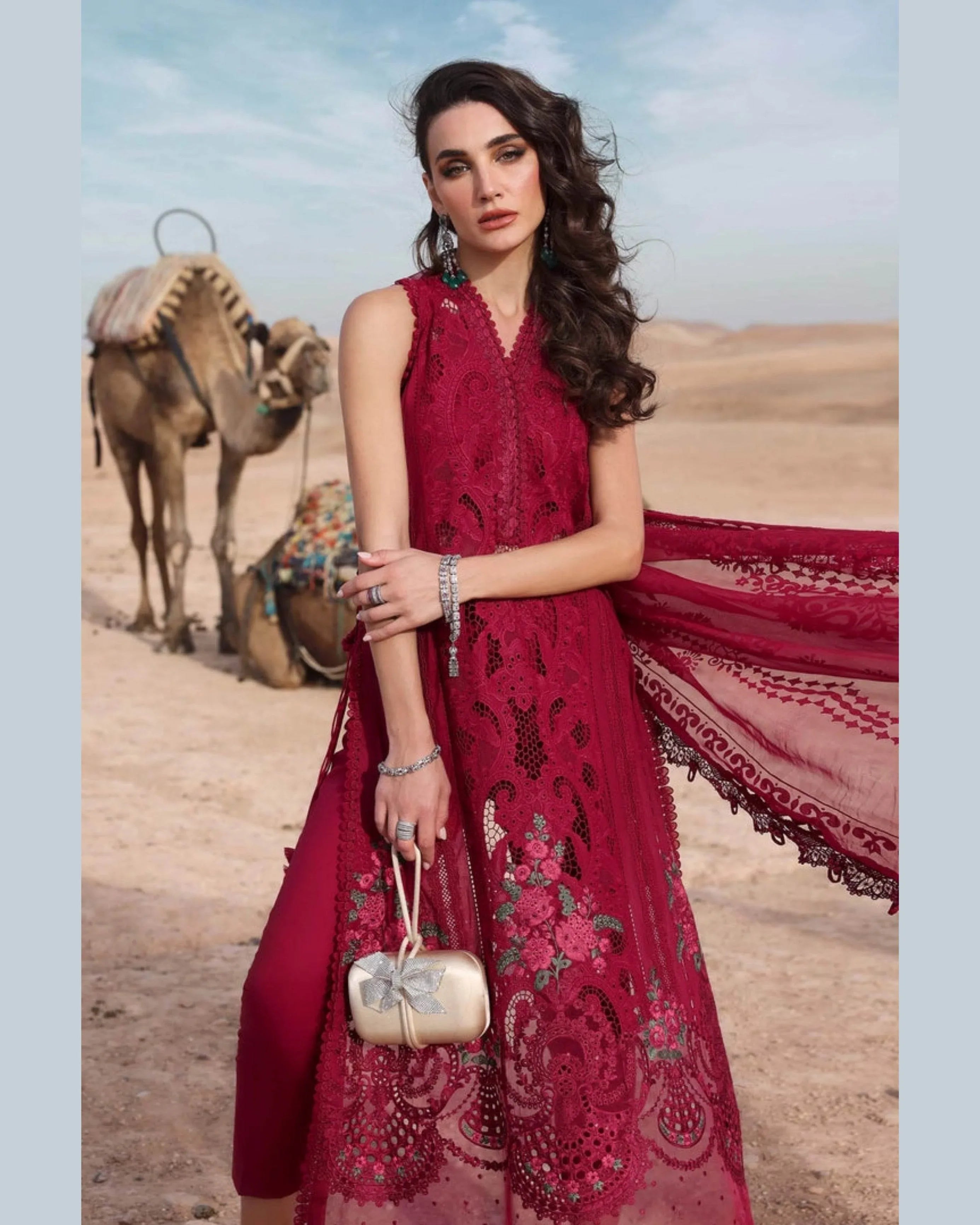 MARIA.B LAWN UNSTITCHED EMB 3PC - City Cloth House