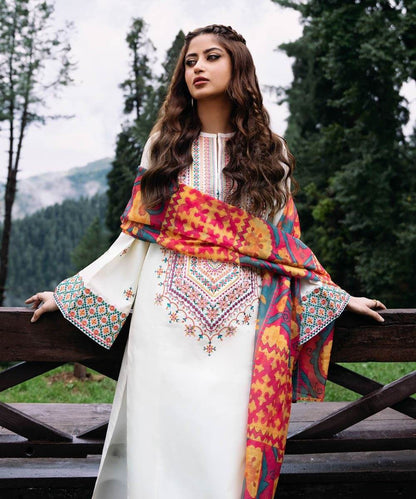 ZARA SHAHJAHAN DHANAK UNSTITCHED EMB 3PC - City Cloth House