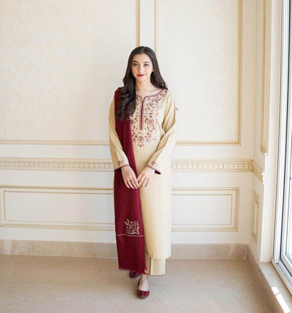 ASLING DHANAK UNSTITCHED EMB 3PC - City Cloth House