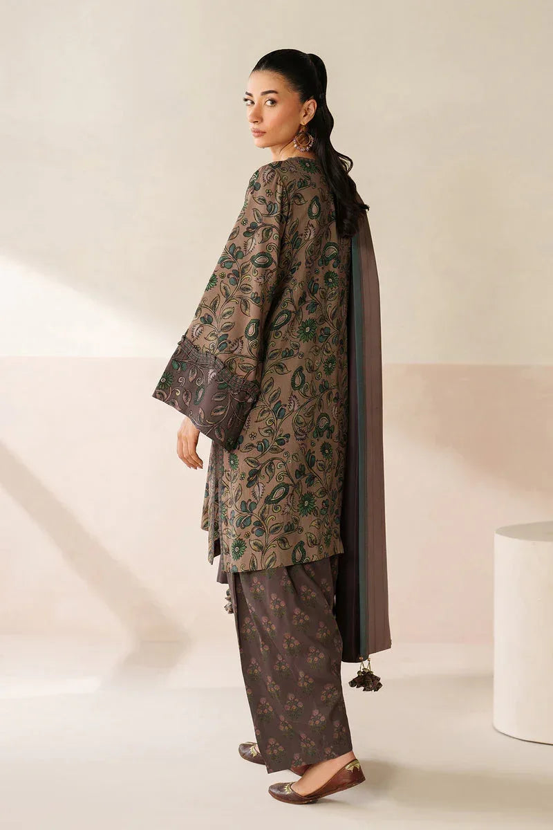 BAROQUE LINEN PRINTED UNSTICHED 3PC - City Cloth House