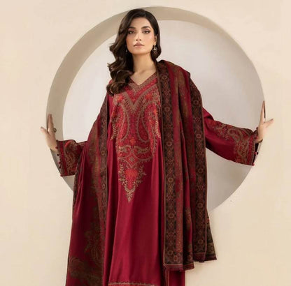 MARIA.B DHANAK UNSTITCHED EMB 3PC - City Cloth House