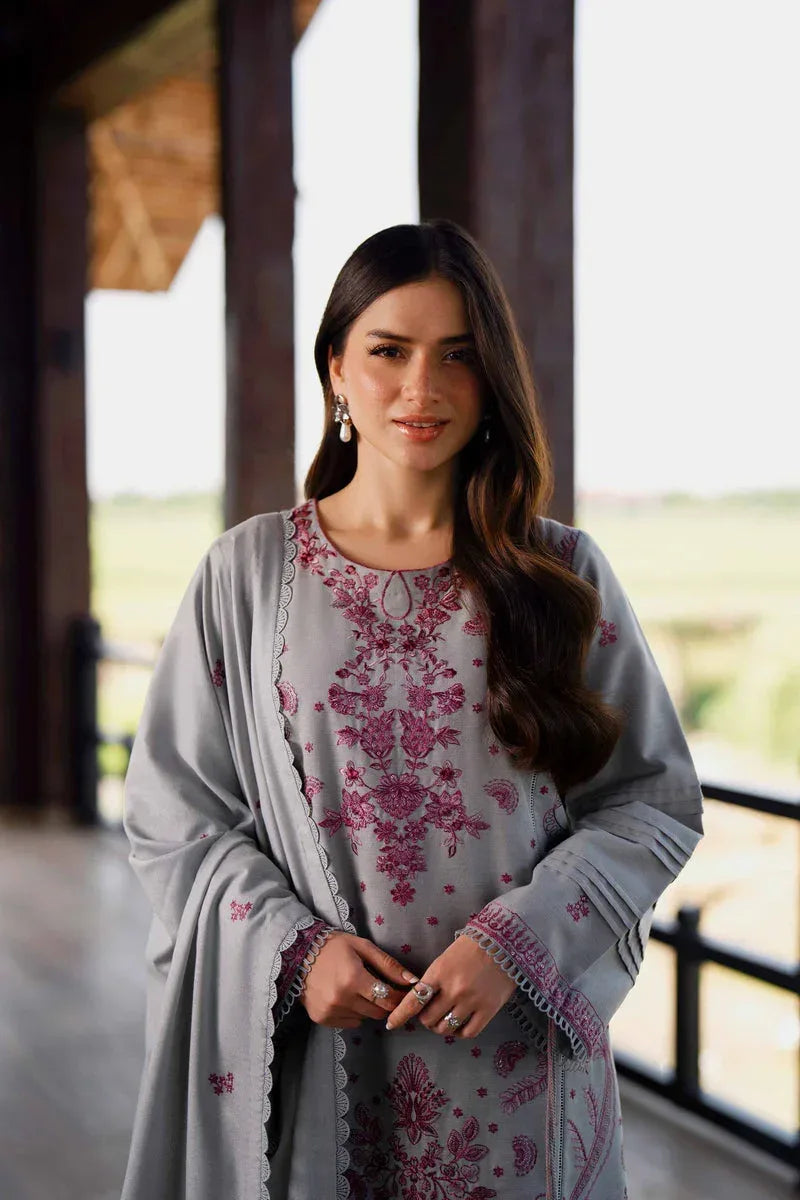 NISHAT DHANAK LUXURY UNSTITCHED EMB 3PC - City Cloth House