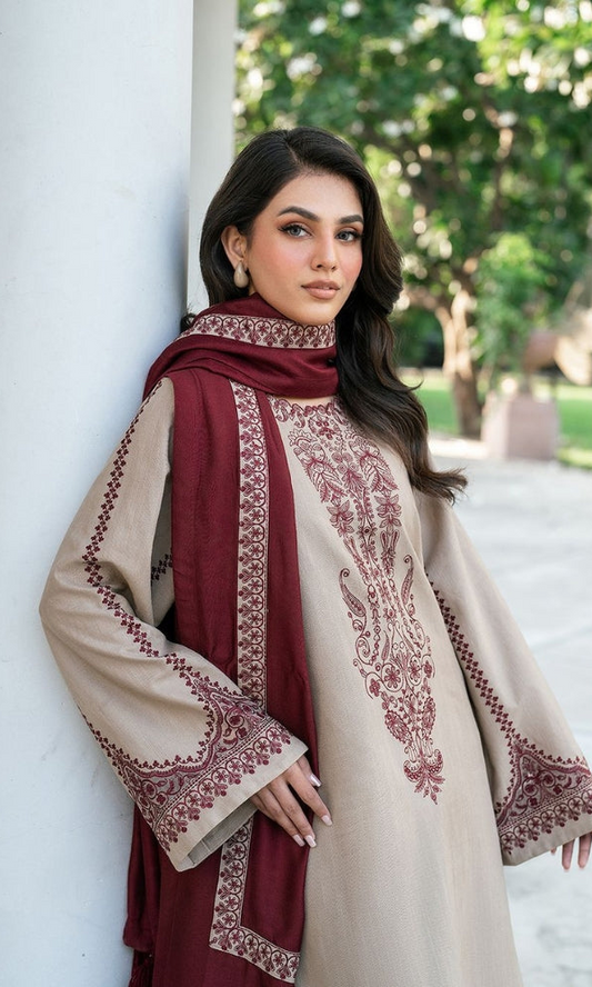 BAROQUE DHANAK LUXURY UNSTITCHED EMB 3PC