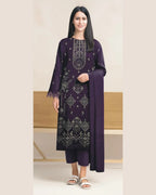 MIRAAL VOL#1 DHANAK UNSTITCHED EMB 3PC - City Cloth House