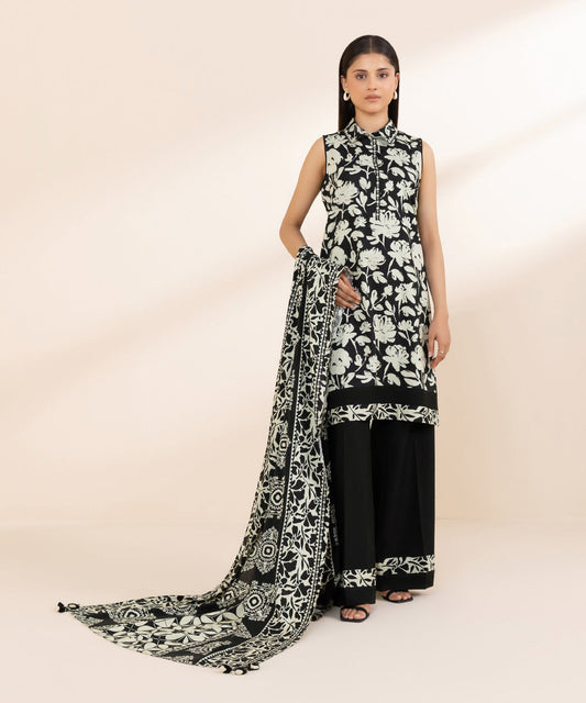 SAPPHIRE DHANAK PRINTED UNSTICHED 3PC