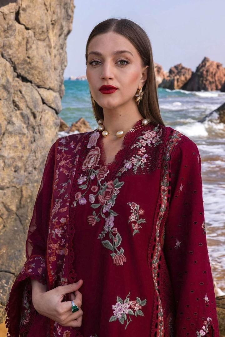 CRIMSON LAWN UNSTITCH EMB 3PC PARSI THREADS (D5-B) - City Cloth House