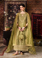 KANWAL MALIK TISSUE SILK UNSTITCHED EMB SUIT