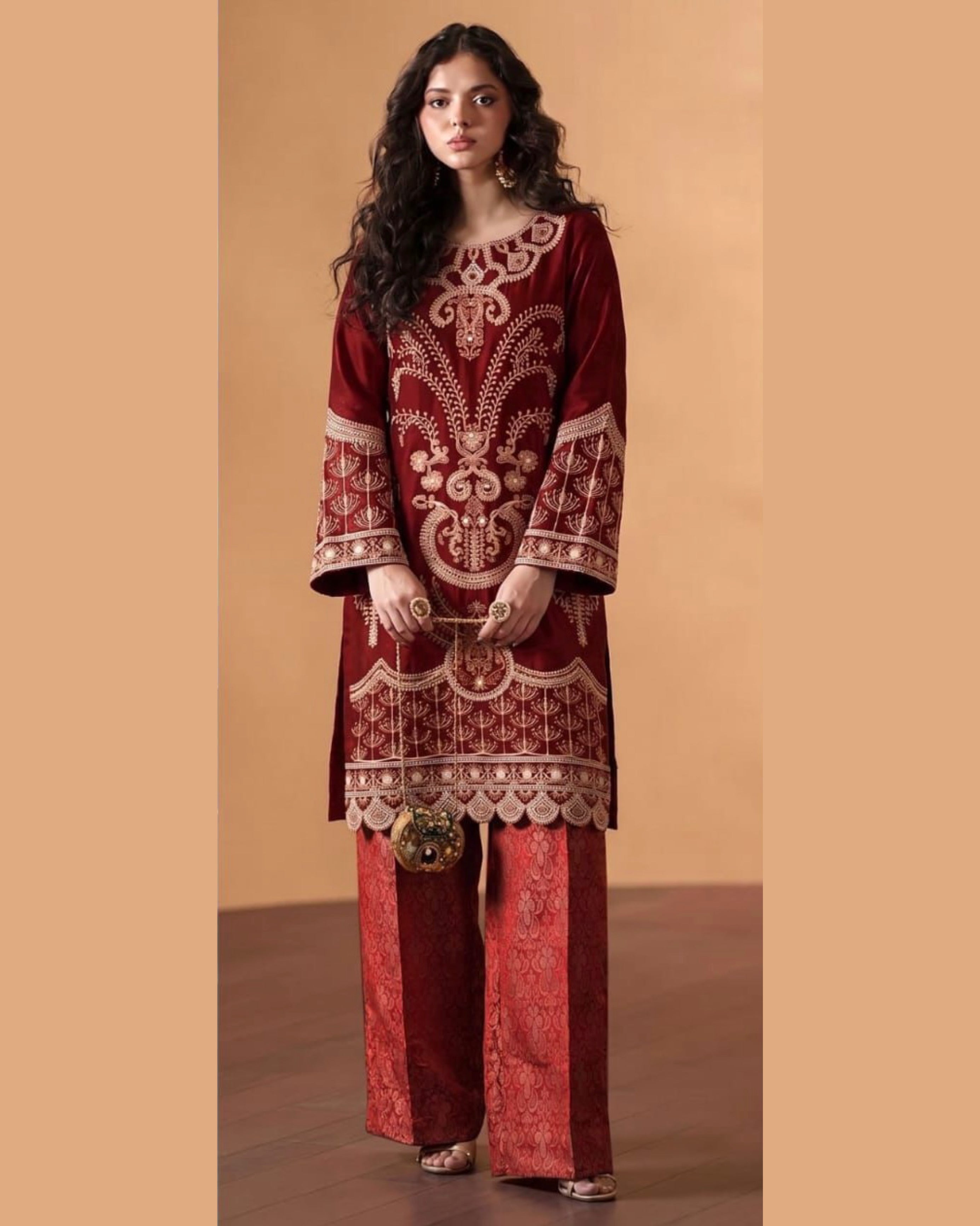 Firdaus | Emb Unstitched Raw silk Suit
