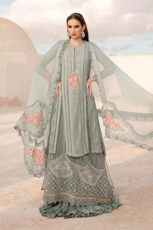 MARIA.B LAWN UNSTITCH EMB 3PC (D-2412-B) - City Cloth House