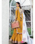 HUSSAIN REHAR KARANDI UNSTICHED EMB 3PC - City Cloth House