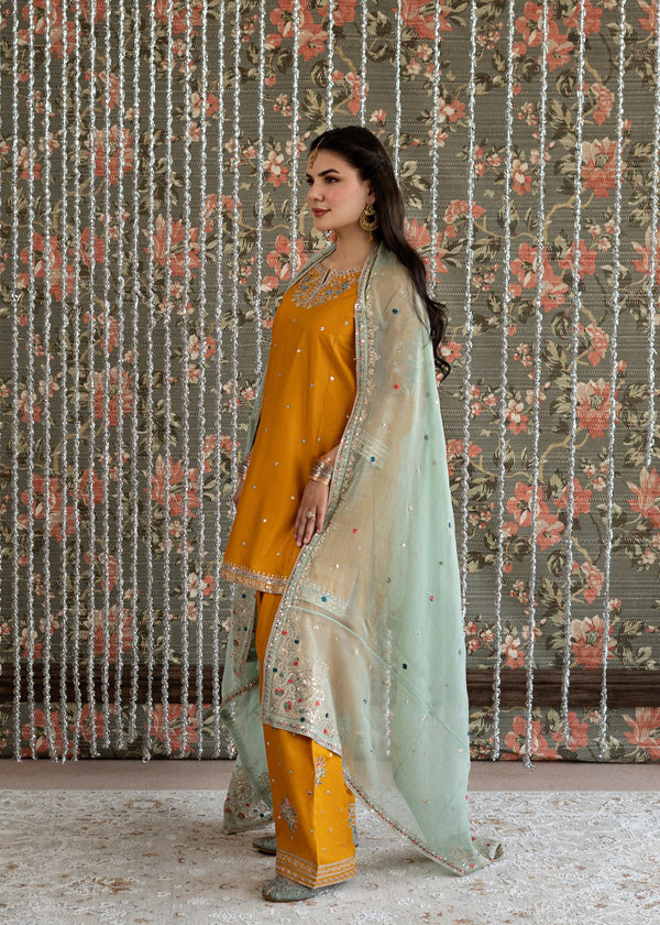 Zard | Emb Unstitched Shamoz silk 3pc