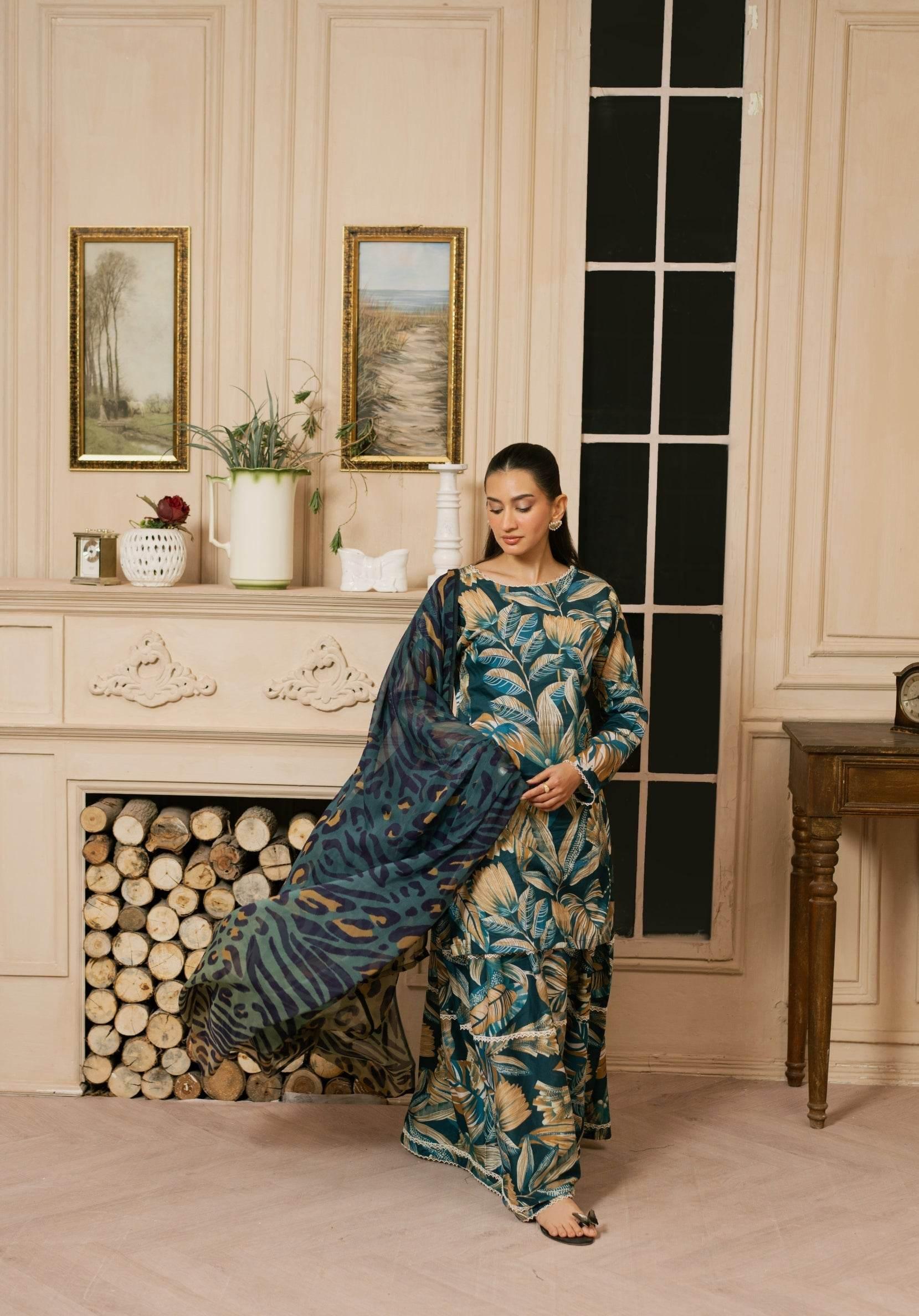 BAROQUE LAWN PRINTED UNSTICH 3PC - City Cloth House